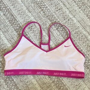 Nike White and Pink Sports Bra